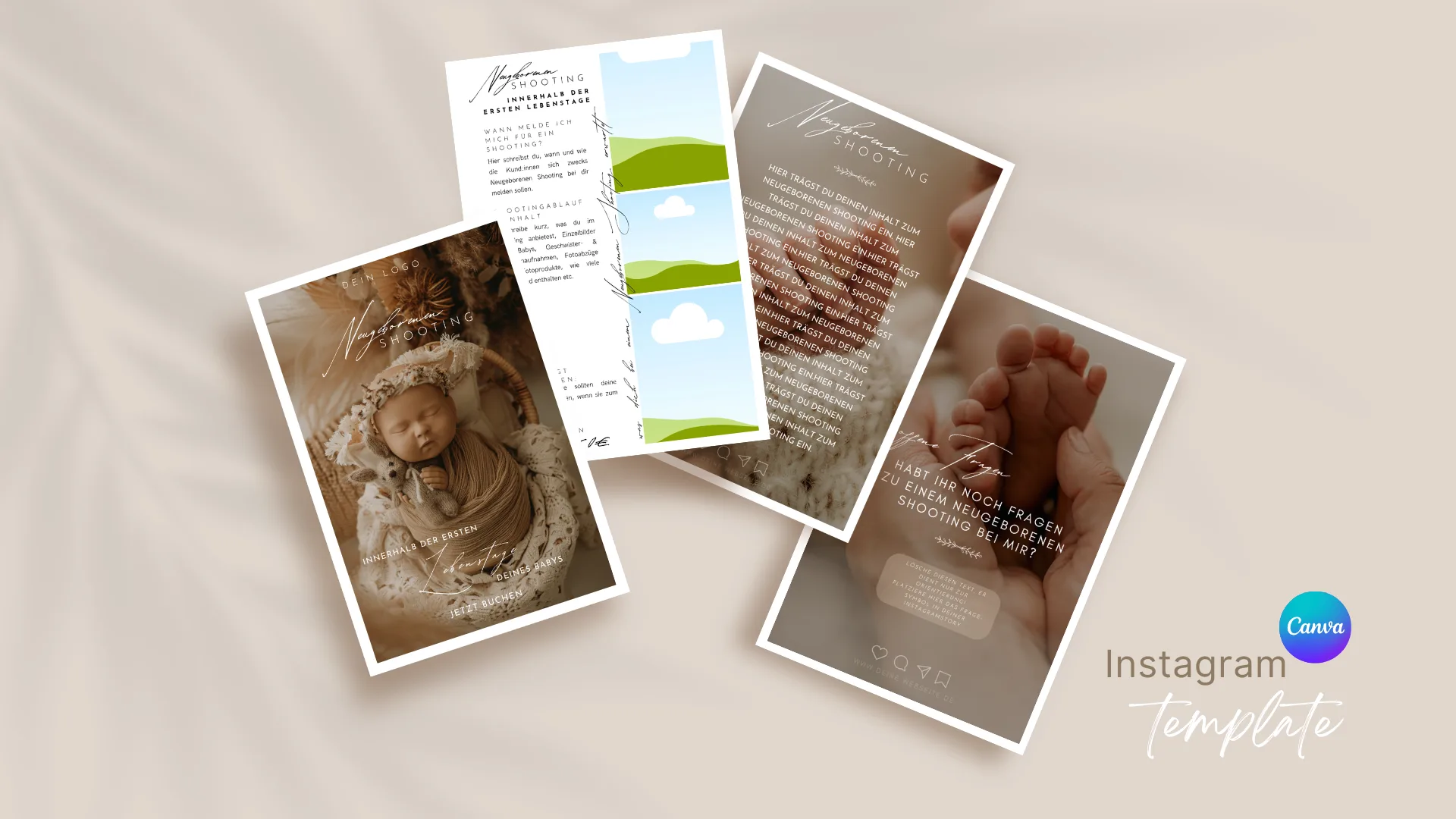 Canva Vorlage: Neugeborenen Shooting