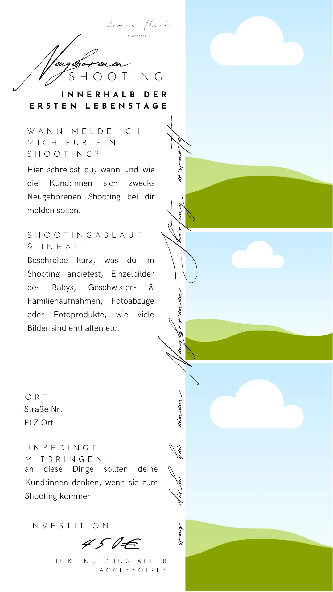 Canva Vorlage: Neugeborenen Shooting