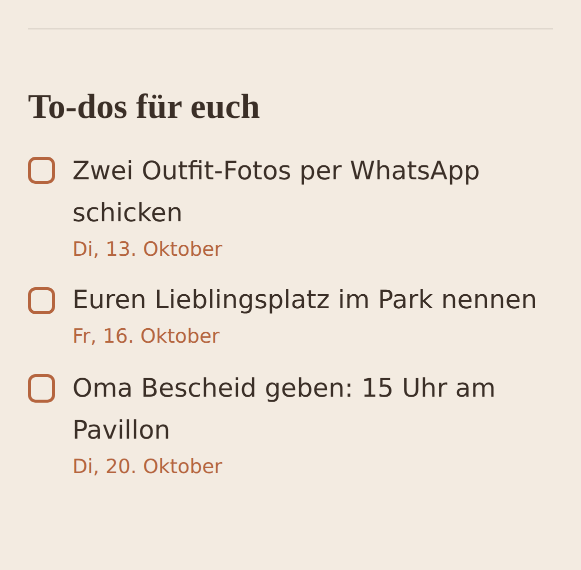 To-dos mit Fälligkeit im Shooting-Guide