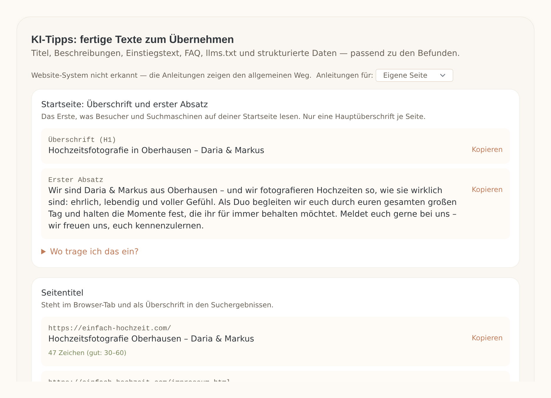 KI-Tipps mit fertigen Texten